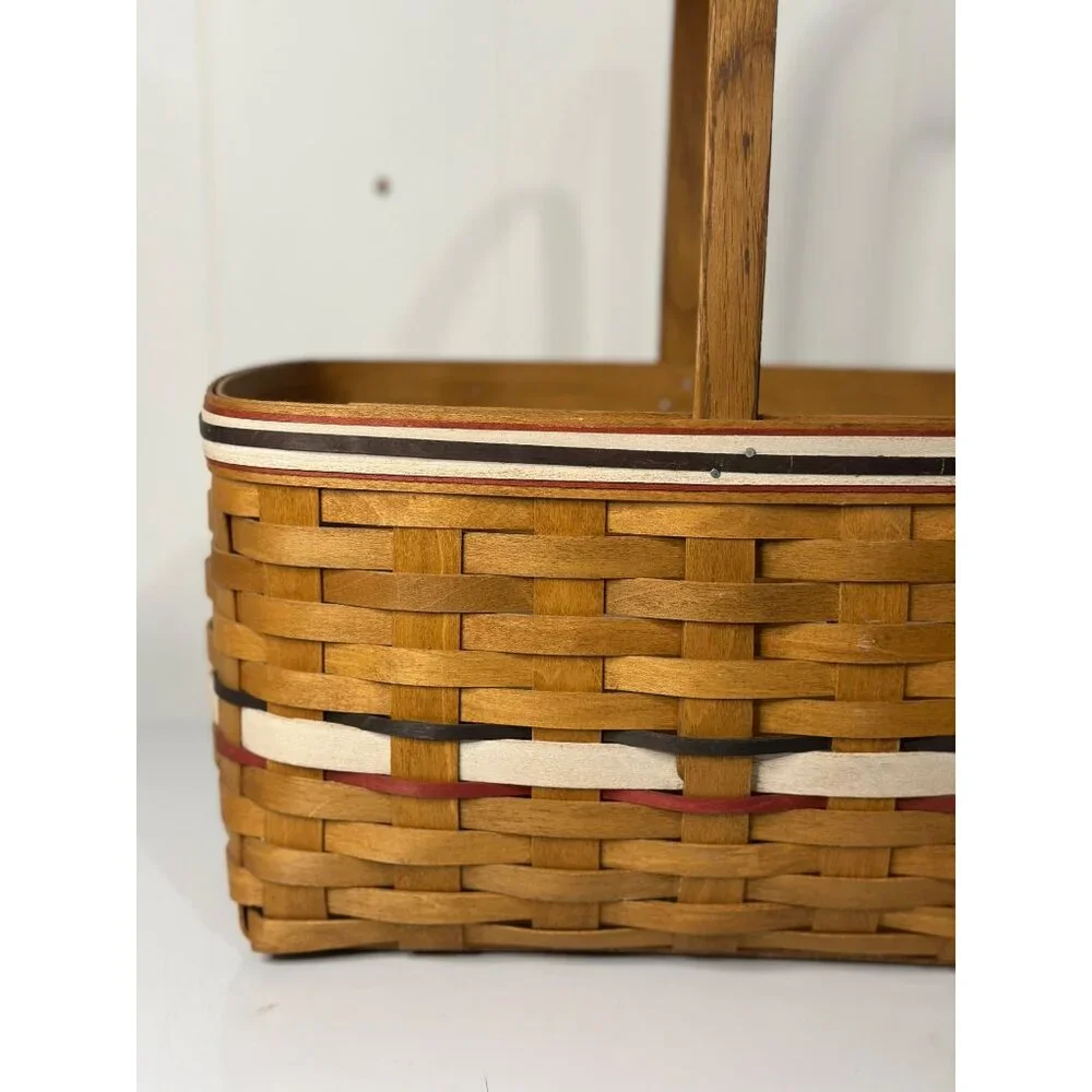 Vintage Longaberger Style Patriotic Basket | Red White Blue Stripe 9